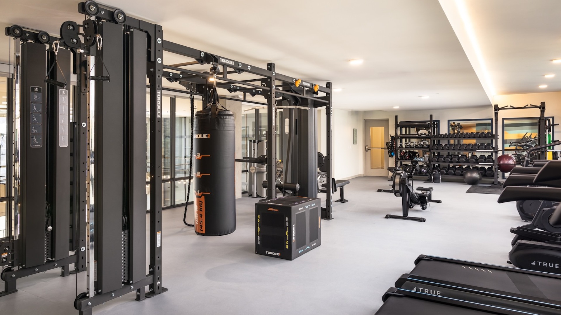 fitness center with exercise equipment